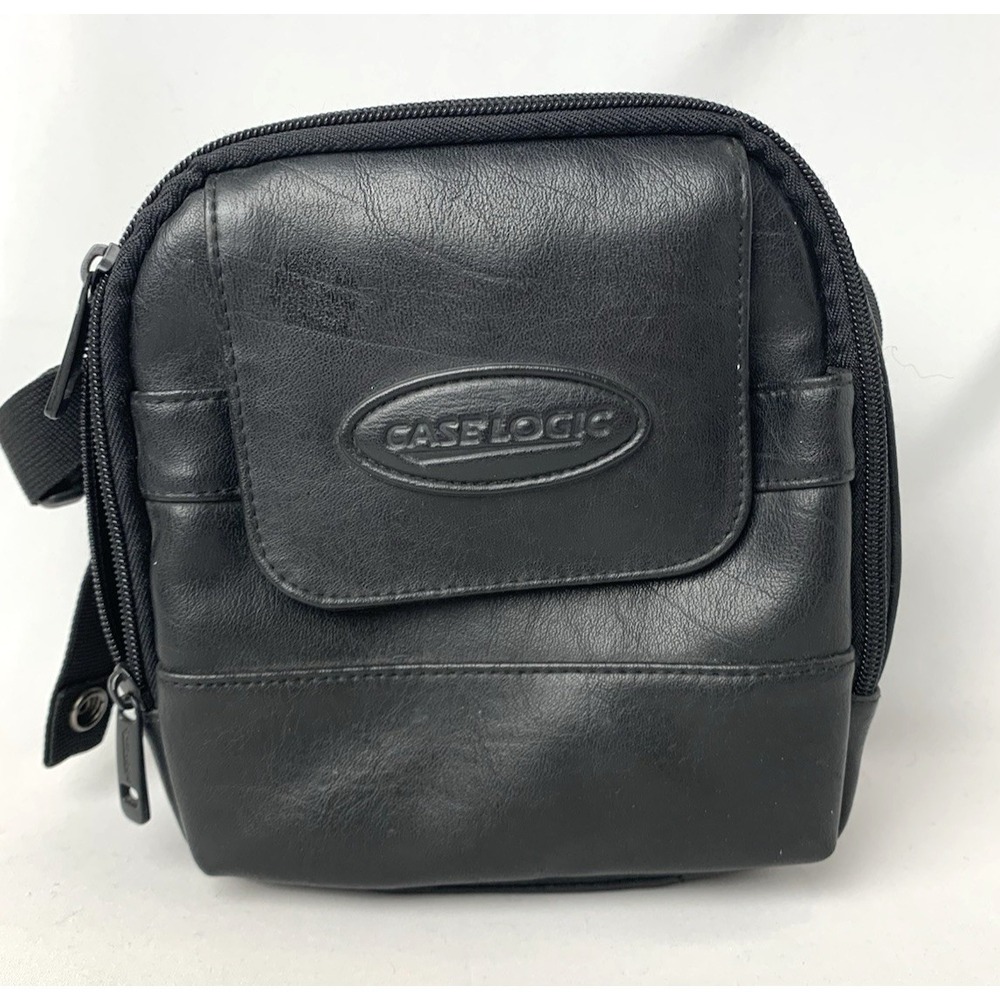 Case Logic Bag Faux Leather For Camera CD Player Walkman Carry Travel Zip Soft